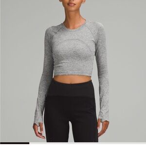 lululemon Swiftly Tech Cropped Long Sleeve - Slate Gray (Size 12)